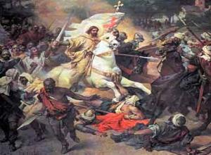 Santiago ayudando al rey Ramiro I en la Batalla de Clavijo